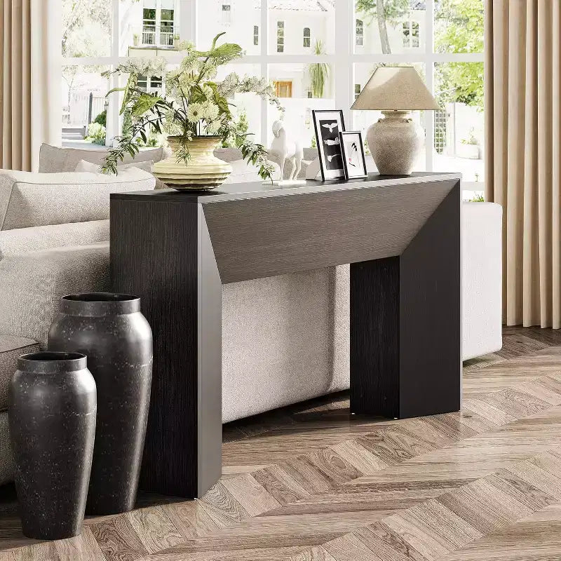 63-Inch Black Console Table for Entryway, Modern Farmhouse Sofa Table