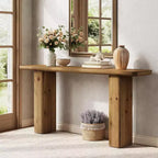 63-Inch Solid Wood Farmhouse Console Table, Rustic Brown