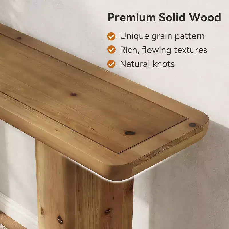 63-Inch Solid Wood Farmhouse Console Table, Rustic Brown