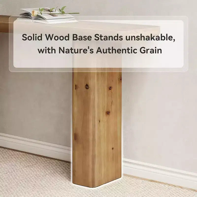 63-Inch Solid Wood Farmhouse Console Table, Rustic Brown
