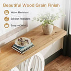 Lantine 55-Inch Console Table with Geometric Wood Base, Modern Entryway Table with Thick Tabletop for Living Room, Hallway, Foyer, White
