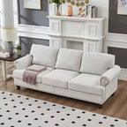 5-Seat Sectional Sofa Set with Under-Seat Storage and Silver Nail Accents, Beige