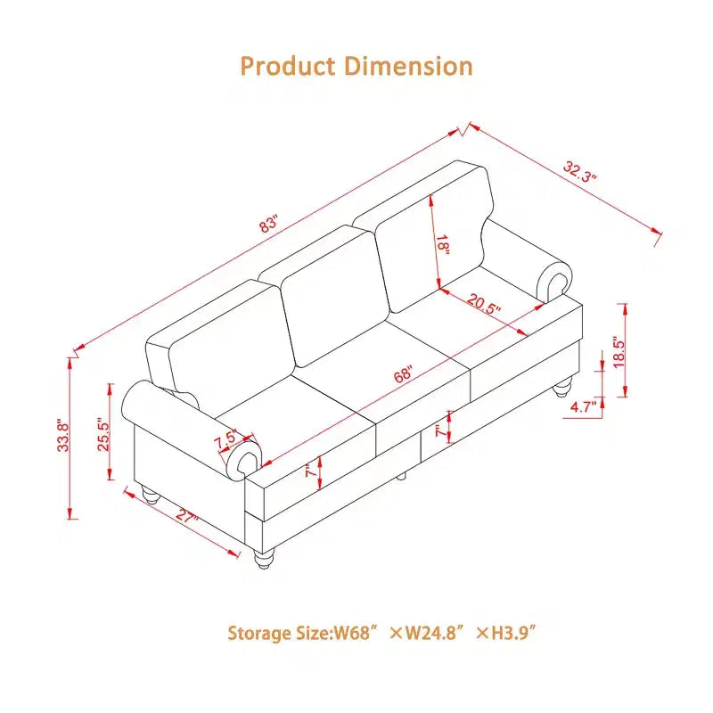 5-Seat Sectional Sofa Set with Under-Seat Storage and Silver Nail Accents, Beige