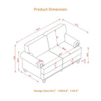 5-Seat Sectional Sofa Set with Under-Seat Storage and Silver Nail Accents, Beige