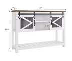 46-Inch Farmhouse Console Table with Sliding Barn Doors and Storage, White