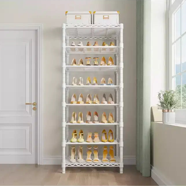 Scarpiera VIPEK S1, 8 ripiani, in metallo resistente, organizzatore per scarpe a uso intensivo per ingresso/camera da letto/armadio, bianco