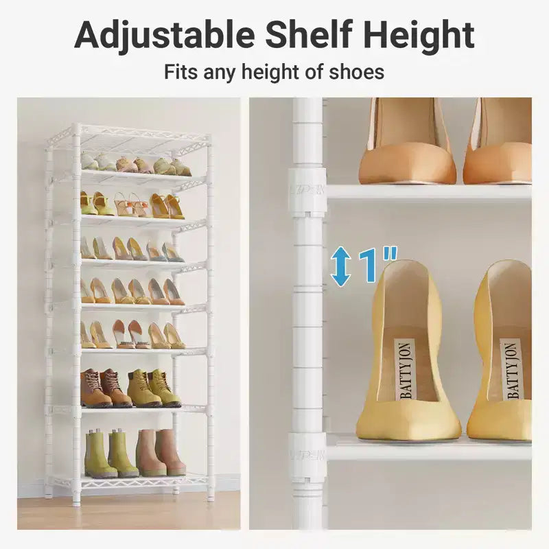 VIPEK S1 Shoe Rack, 8-tier Metal Durable Shoe Shelf Heavy-duty Shoe Organizer for Entryway/Bedroom/Closet, White
