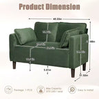 48 Corduroy Loveseat Sofa, 2 Seater Upholstered Sofa Couch with Side Storage Pocket, Deep Seat Small Sofa for Living Room Bedroom Apartment