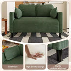 48 Corduroy Loveseat Sofa, 2 Seater Upholstered Sofa Couch with Side Storage Pocket, Deep Seat Small Sofa for Living Room Bedroom Apartment