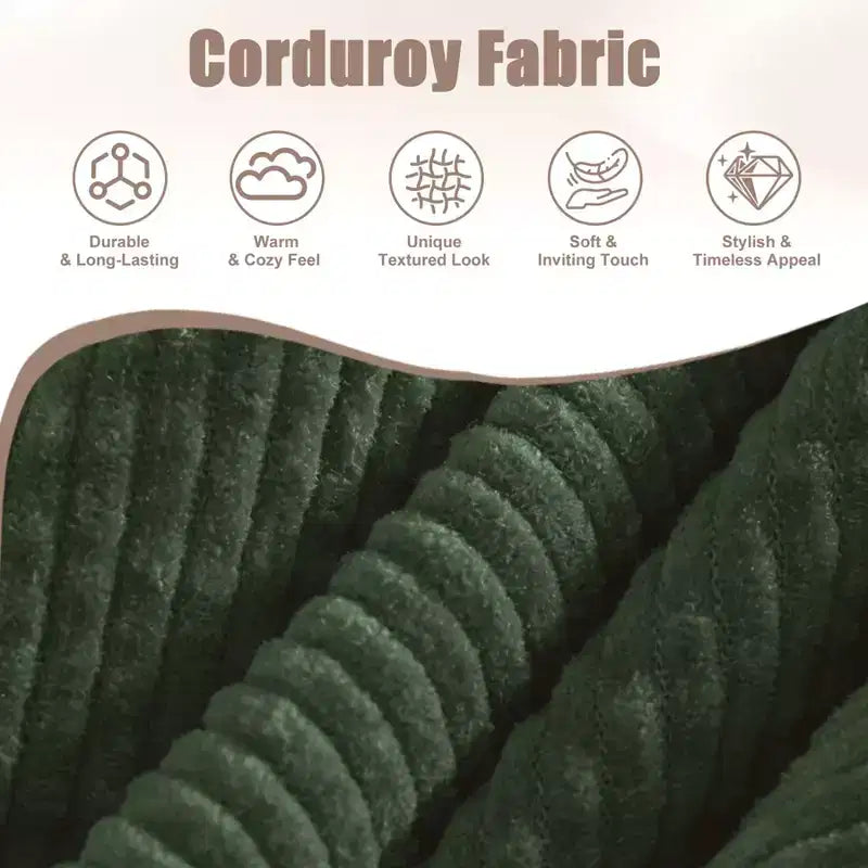48 Corduroy Loveseat Sofa, 2 Seater Upholstered Sofa Couch with Side Storage Pocket, Deep Seat Small Sofa for Living Room Bedroom Apartment