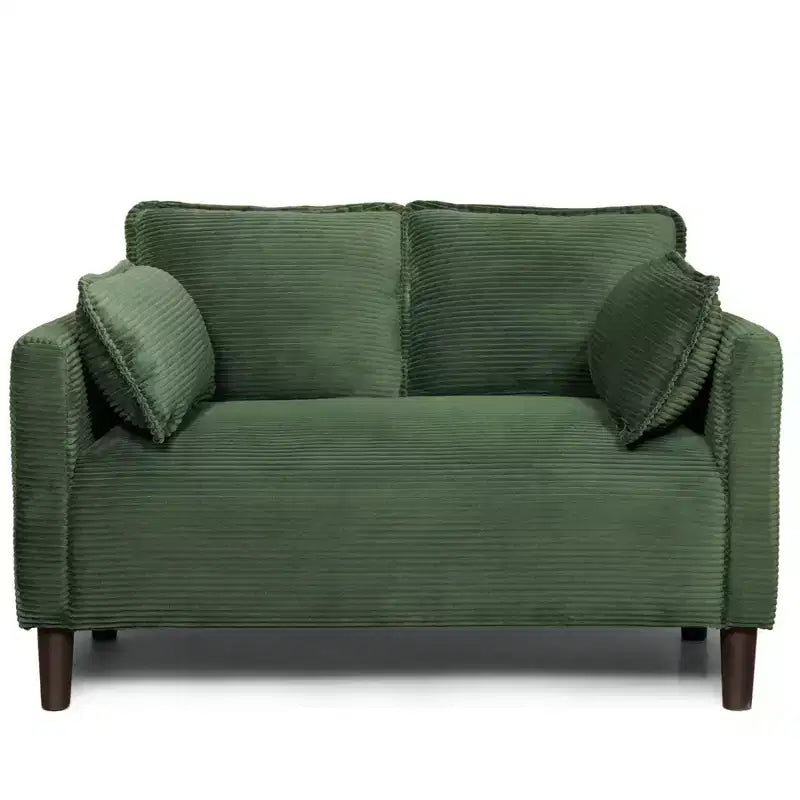 48 Corduroy Loveseat Sofa, 2 Seater Upholstered Sofa Couch with Side Storage Pocket, Deep Seat Small Sofa for Living Room Bedroom Apartment