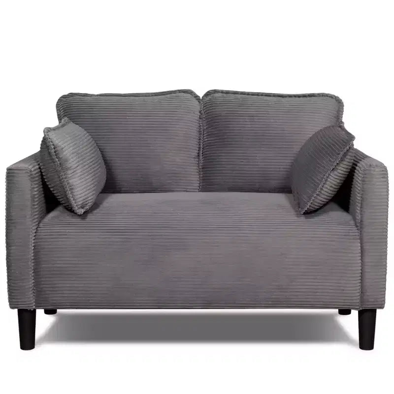 48 Corduroy Loveseat Sofa, 2 Seater Upholstered Sofa Couch with Side Storage Pocket, Deep Seat Small Sofa for Living Room Bedroom Apartment