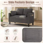48 Corduroy Loveseat Sofa, 2 Seater Upholstered Sofa Couch with Side Storage Pocket, Deep Seat Small Sofa for Living Room Bedroom Apartment