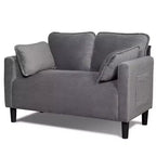 48 Corduroy Loveseat Sofa, 2 Seater Upholstered Sofa Couch with Side Storage Pocket, Deep Seat Small Sofa for Living Room Bedroom Apartment
