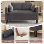 48 Corduroy Loveseat Sofa, 2 Seater Upholstered Sofa Couch with Side Storage Pocket, Deep Seat Small Sofa for Living Room Bedroom Apartment