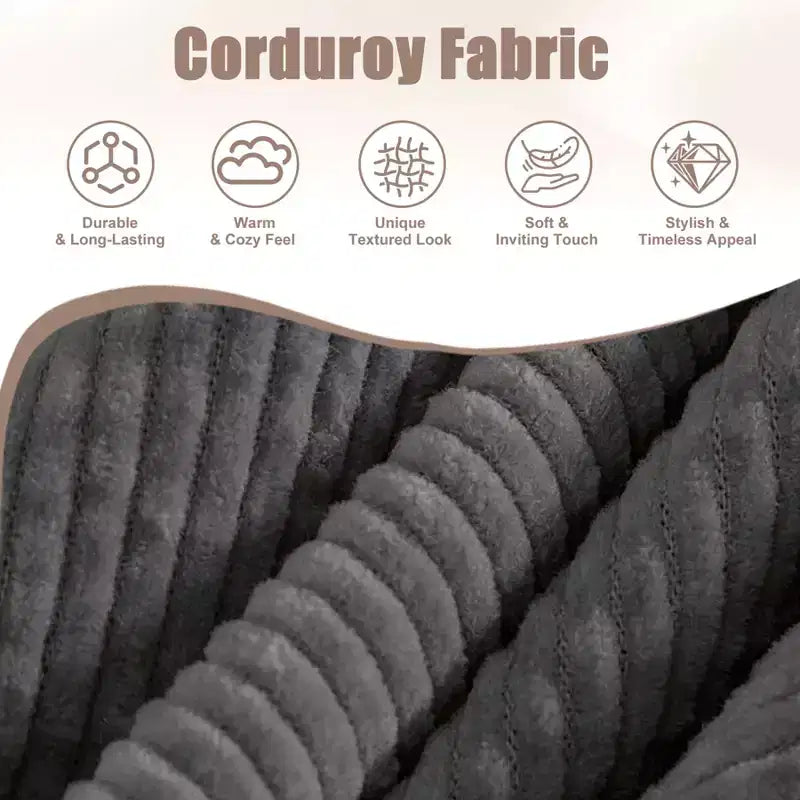 48 Corduroy Loveseat Sofa, 2 Seater Upholstered Sofa Couch with Side Storage Pocket, Deep Seat Small Sofa for Living Room Bedroom Apartment
