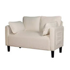 48 Corduroy Loveseat Sofa, 2 Seater Upholstered Sofa Couch with Side Storage Pocket, Deep Seat Small Sofa for Living Room Bedroom Apartment