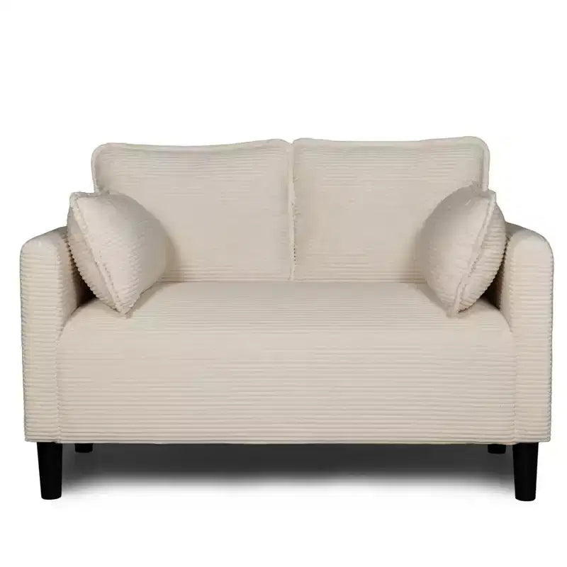 48 Corduroy Loveseat Sofa, 2 Seater Upholstered Sofa Couch with Side Storage Pocket, Deep Seat Small Sofa for Living Room Bedroom Apartment