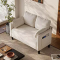 48 Corduroy Loveseat Sofa, 2 Seater Upholstered Sofa Couch with Side Storage Pocket, Deep Seat Small Sofa for Living Room Bedroom Apartment