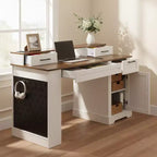 55-Inch Executive Home Office Desk with Storage and Charging Station