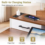 55-Inch Executive Home Office Desk with Storage and Charging Station