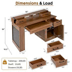 55-Inch Executive Home Office Desk with Storage and Charging Station