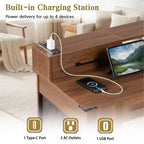 55-Inch Executive Home Office Desk with Storage and Charging Station