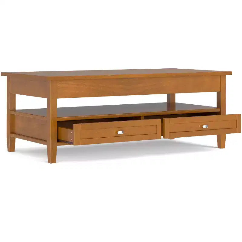 Norfolk SOLID WOOD 48 inch Wide Rectangle Transitional Lift Top Coffee Table