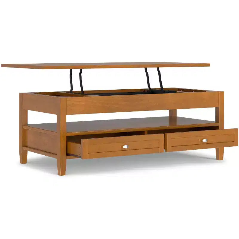 Norfolk SOLID WOOD 48 inch Wide Rectangle Transitional Lift Top Coffee Table