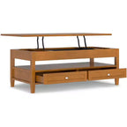 Norfolk SOLID WOOD 48 inch Wide Rectangle Transitional Lift Top Coffee Table