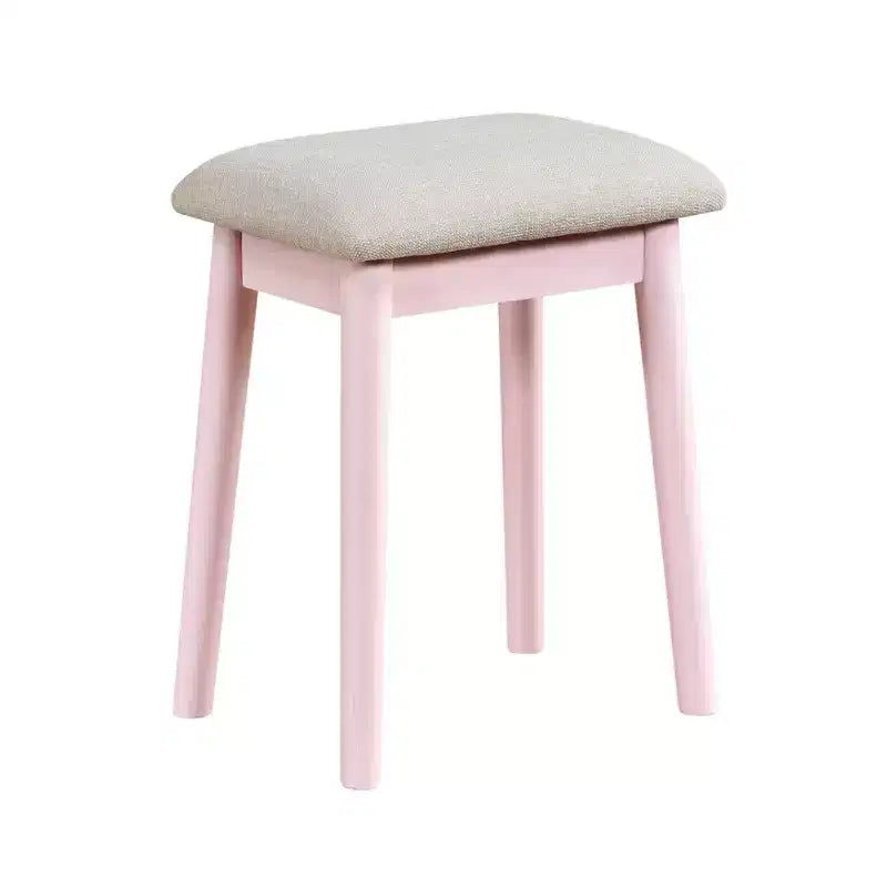 Makeup Vanity Desk with Round Mirror, 4 Drawers, and Padded Stool