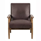 Mid-Century Modern Accent Chair with Armrests, Microfiber Upholstery, Solid Wood