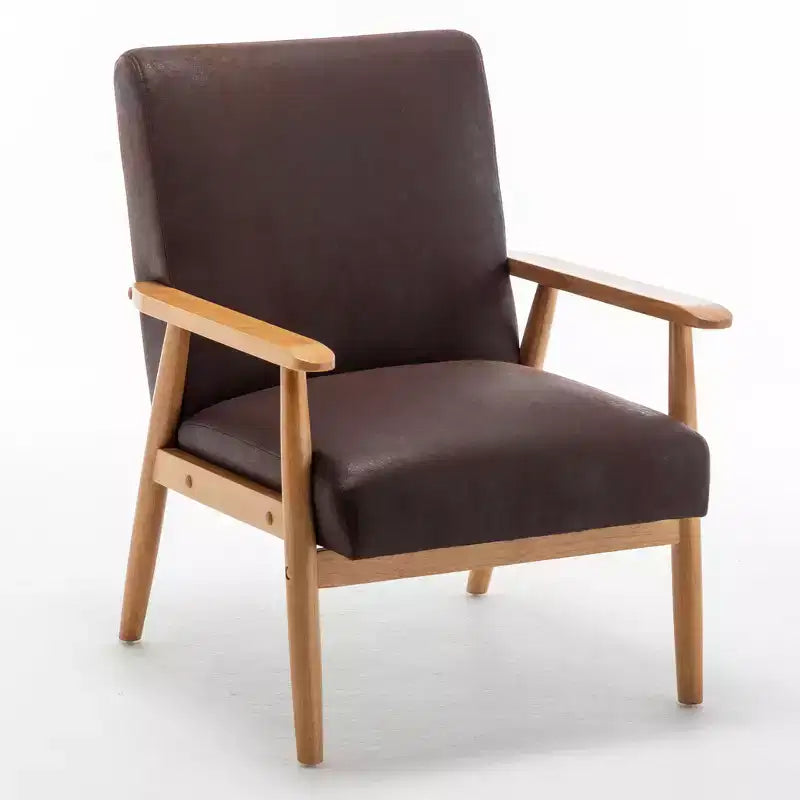 Mid-Century Modern Accent Chair with Armrests, Microfiber Upholstery, Solid Wood