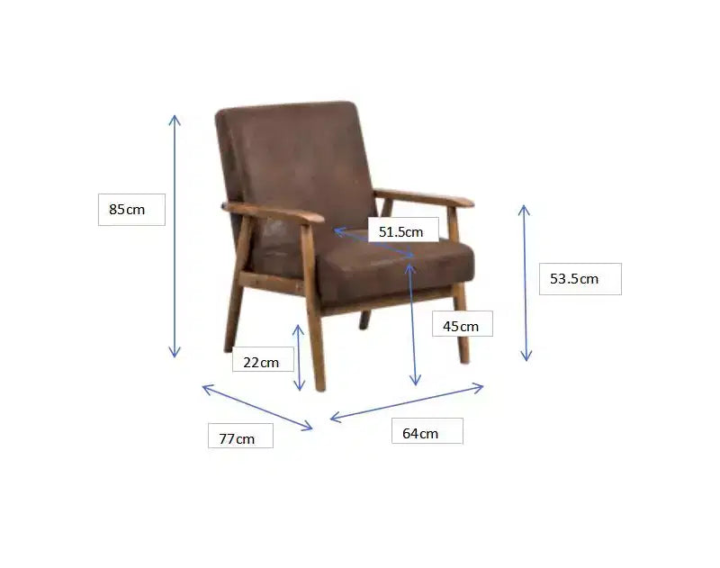 Mid-Century Modern Accent Chair with Armrests, Microfiber Upholstery, Solid Wood