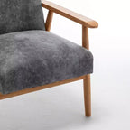 Mid-Century Modern Accent Chair with Armrests, Microfiber Upholstery, Solid Wood