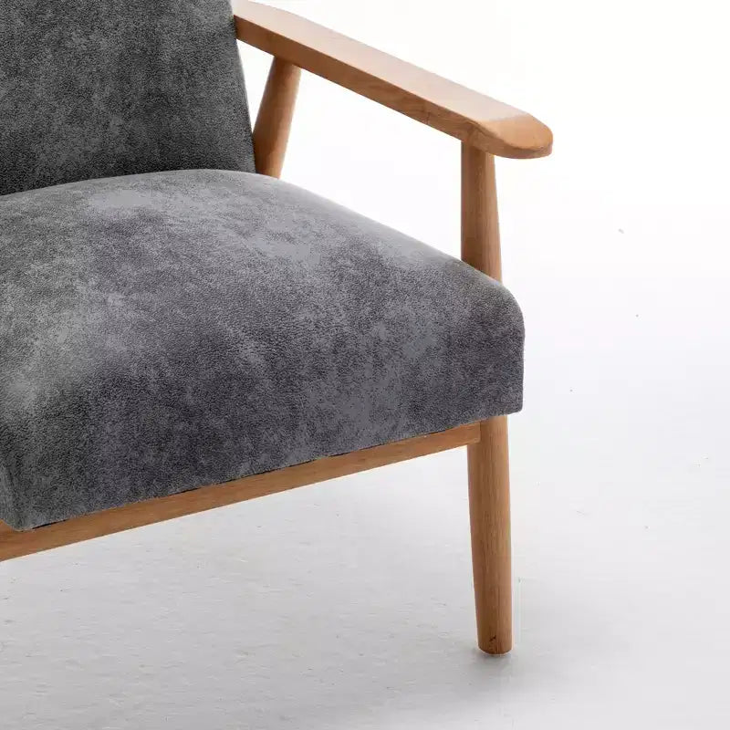 Mid-Century Modern Accent Chair with Armrests, Microfiber Upholstery, Solid Wood