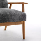 Mid-Century Modern Accent Chair with Armrests, Microfiber Upholstery, Solid Wood