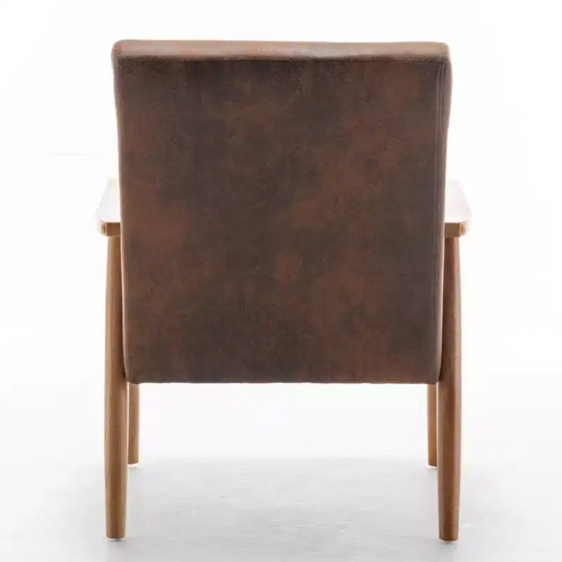 Mid-Century Modern Accent Chair with Armrests, Microfiber Upholstery, Solid Wood