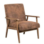 Mid-Century Modern Accent Chair with Armrests, Microfiber Upholstery, Solid Wood