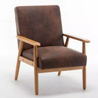 Mid-Century Modern Accent Chair with Armrests, Microfiber Upholstery, Solid Wood