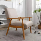Mid-Century Modern Accent Chair with Armrests, Microfiber Upholstery, Solid Wood