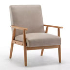 Mid-Century Modern Accent Chair with Armrests, Microfiber Upholstery, Solid Wood