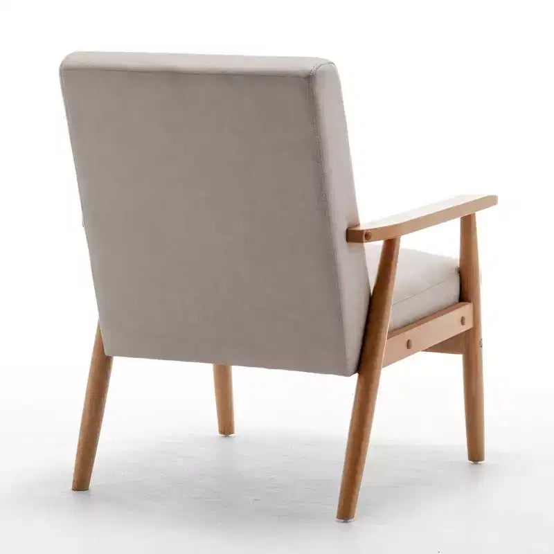 Mid-Century Modern Accent Chair with Armrests, Microfiber Upholstery, Solid Wood
