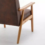 Mid-Century Modern Accent Chair with Armrests, Microfiber Upholstery, Solid Wood