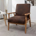 Mid-Century Modern Accent Chair with Armrests, Microfiber Upholstery, Solid Wood