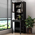 Fold-Out Convertible Writing Desk Cabinet with 2-Tier Shelf and Drawer