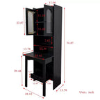 Fold-Out Convertible Writing Desk Cabinet with 2-Tier Shelf and Drawer