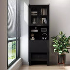 Fold-Out Convertible Writing Desk Cabinet with 2-Tier Shelf and Drawer
