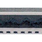 Handwoven Cotton Square Pouf Ottoman, Grey and Ivory Stripe, 18x18 Inches