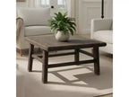 Reclaimed Elm Wood Square Coffee Table, Brushed Black, 30x30 Inches